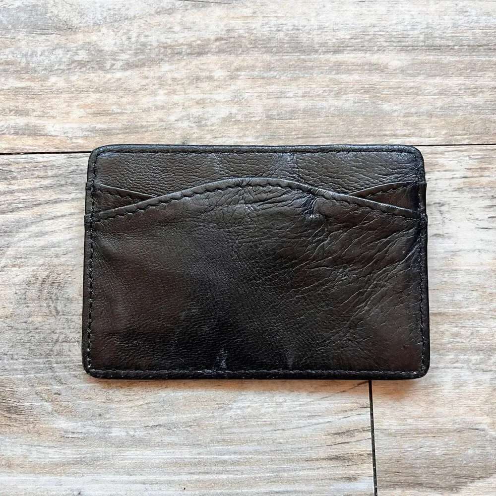 Travelon Genuine Leather Card Holder Wallet Slim Minimalist Black Unisex
